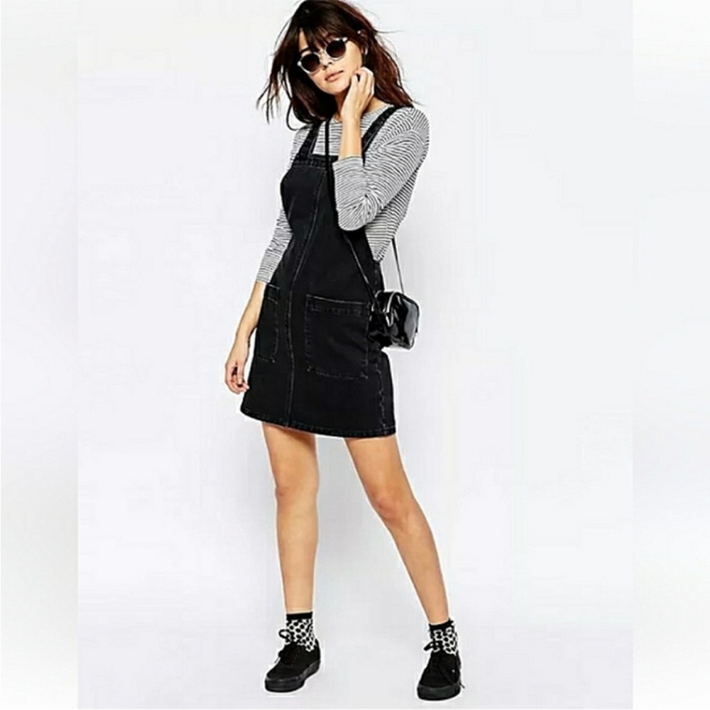 Universal Thread black denim jumper mini dress